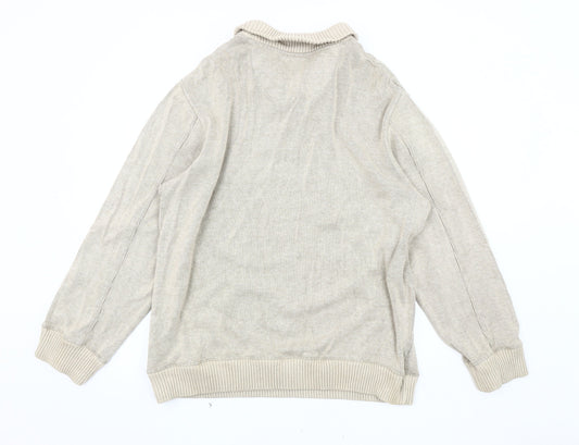 Marks and Spencer Men's Beige Henley Jumper L