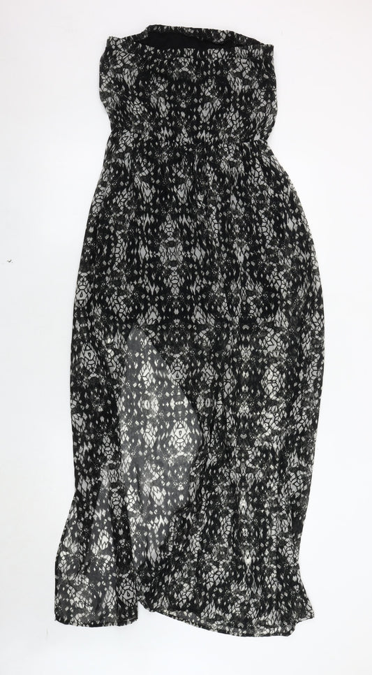 Stradivarius Women's Black Geometric Strapless Dress M