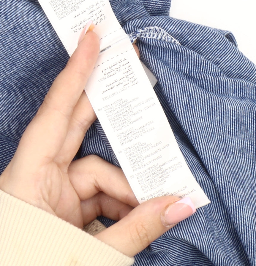 Maine New England Men's 2XL Blue Striped Polo Shirt