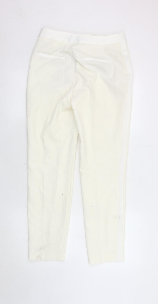 Womens UK Size S Zara Regular Fit Casual Workwear Ivory Trousers