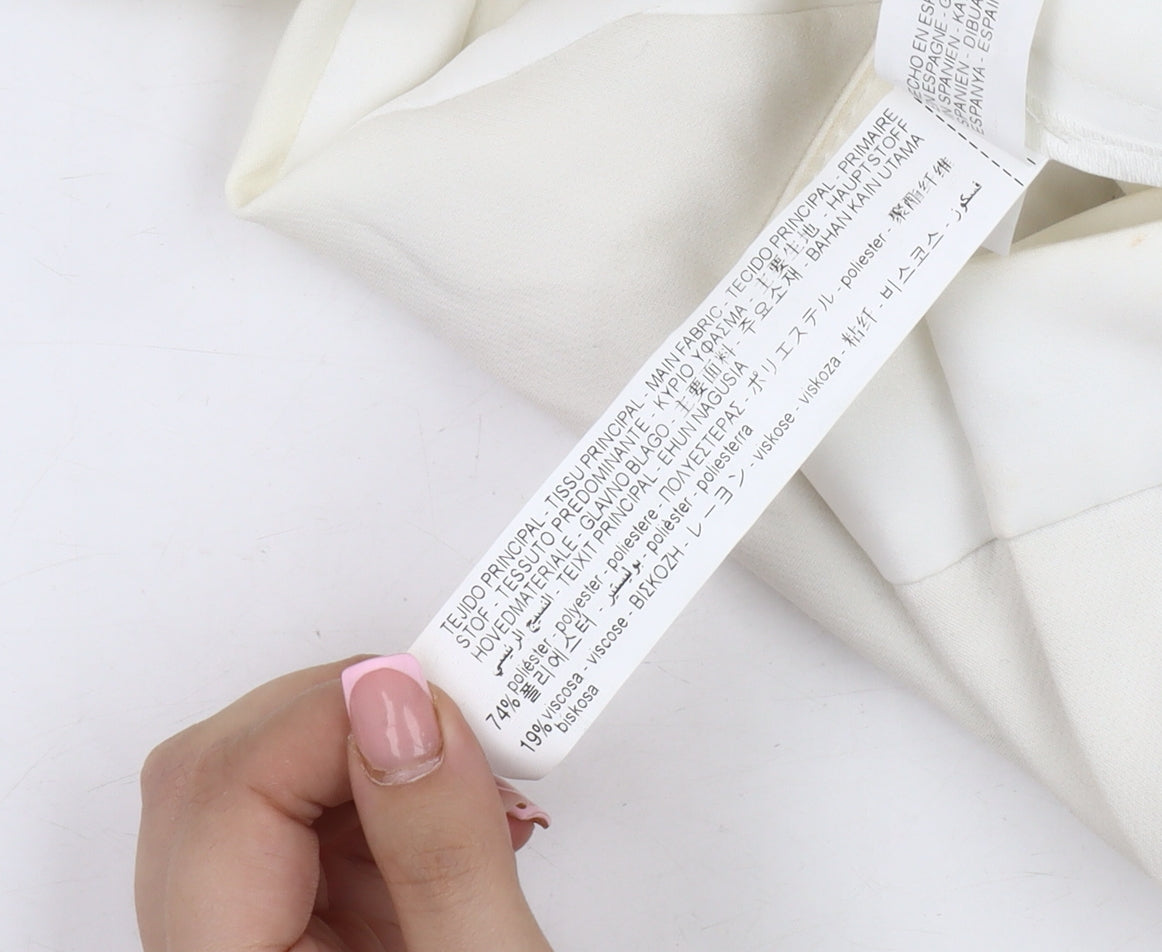 Womens UK Size S Zara Regular Fit Casual Workwear Ivory Trousers