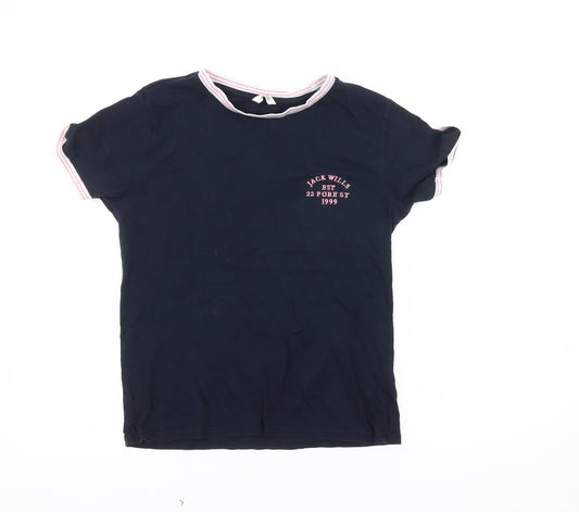 Womens UK Size 14 Jack Wills Blue Ringer T-Shirt