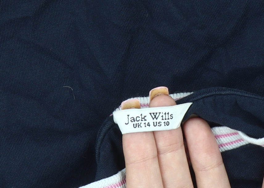 Jack Wills Women Blue Ringer T-Shirt Size 14