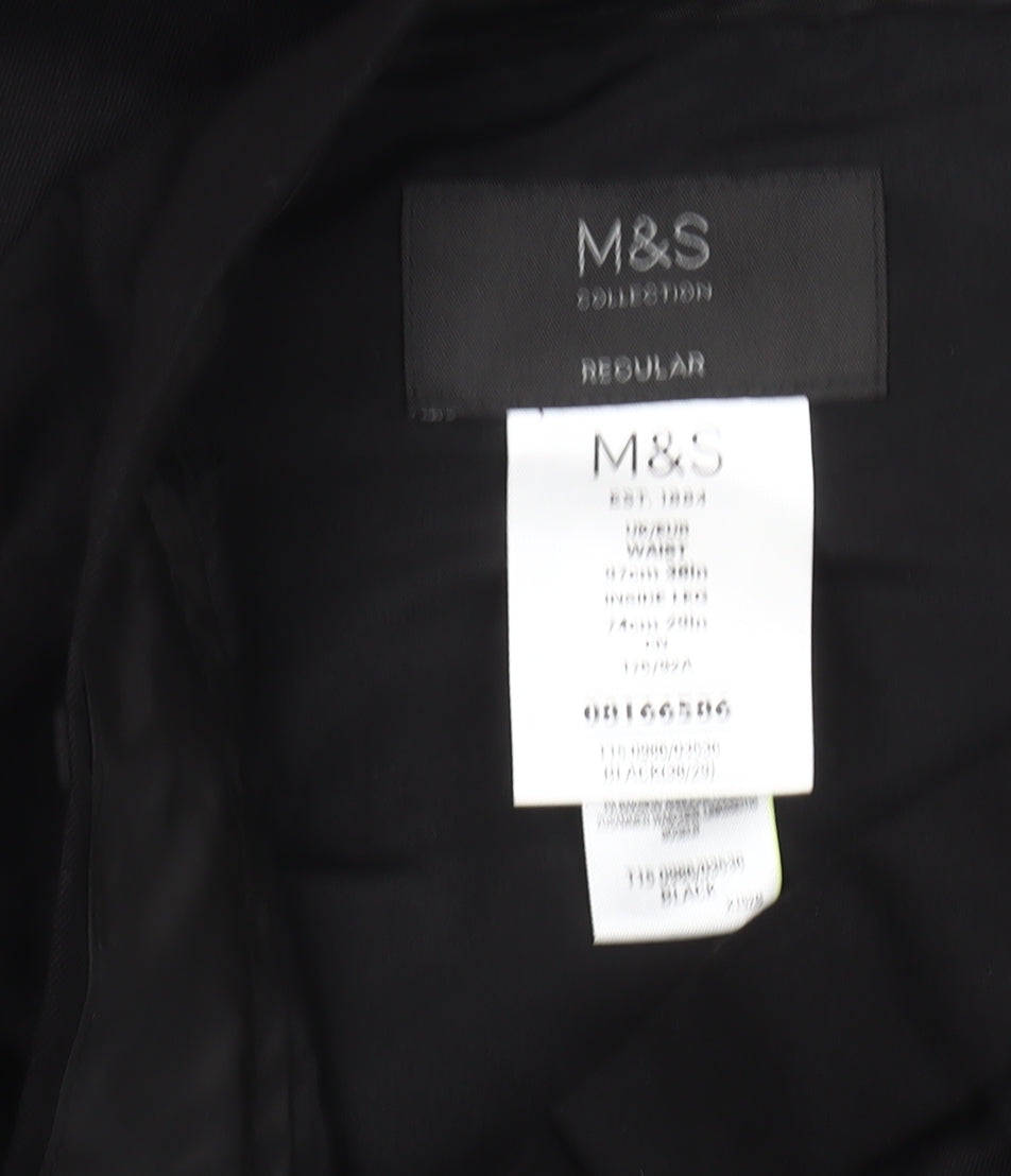 Marks and Spencer Men's Black Regular Fit Trousers Size 32