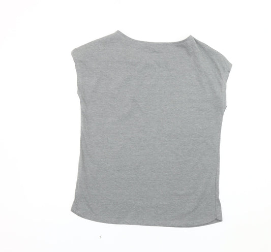 Womens UK Size 12 Warehouse Grey Basic T-Shirt