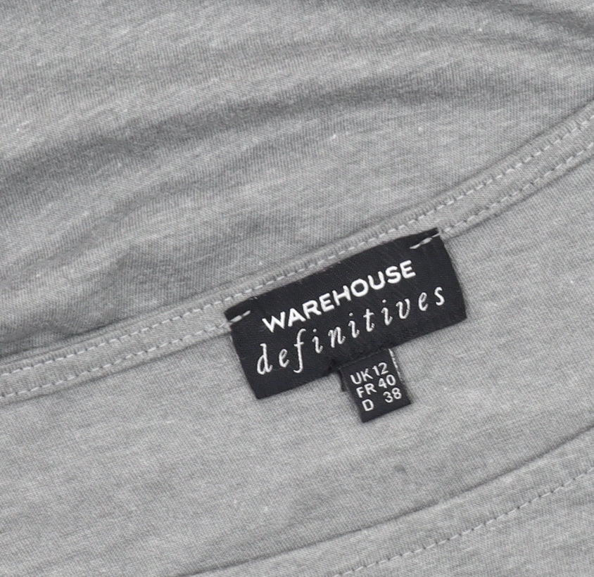 Womens UK Size 12 Warehouse Grey Basic T-Shirt