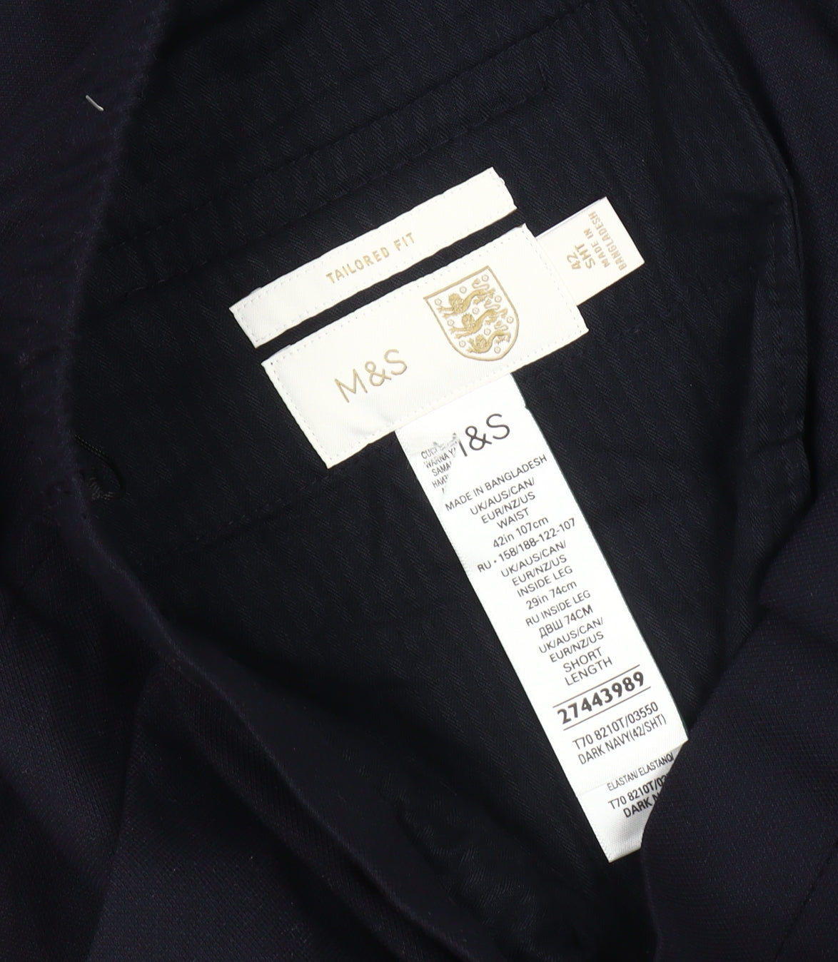 Marks and Spencer Men's Blue Tailored Trousers L