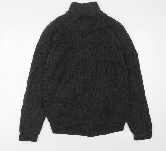 Threadbare Grey Full Zip Jumper, Men's M, High Neck