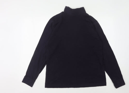 Lands' End Unisex Black Mock Neck T-Shirt - M