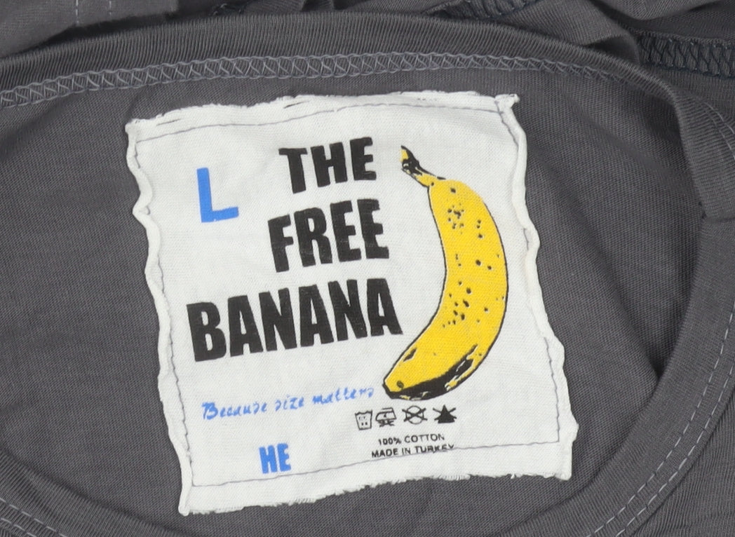 The Free Banana Men's Grey Graphic Print T-Shirt L
