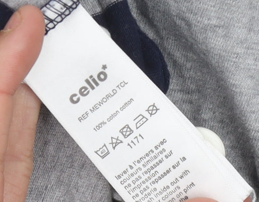 Celio Men's XL Blue Striped Polo Shirt - Casual Style