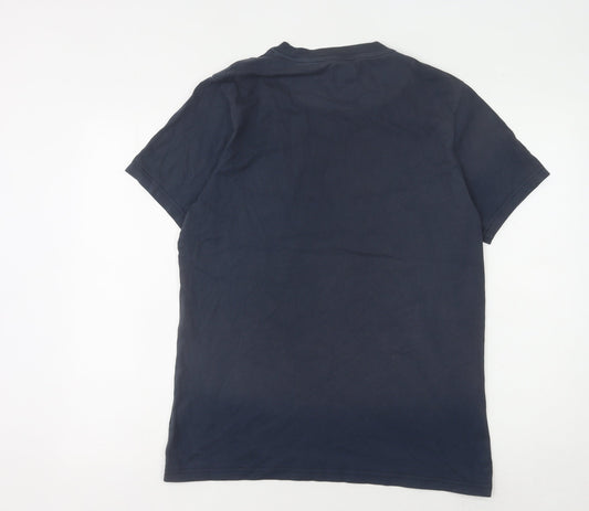 Pretty Green Men's Blue M T-Shirt, Crew Neck, Logo Accent