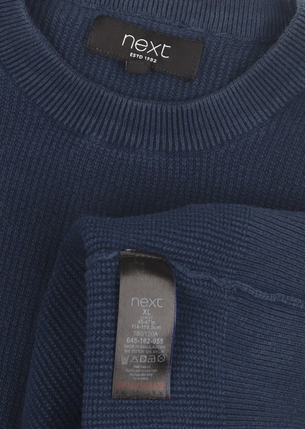 Next Men's XL Blue Pullover Jumper, Crew Neck, Cotton Blend