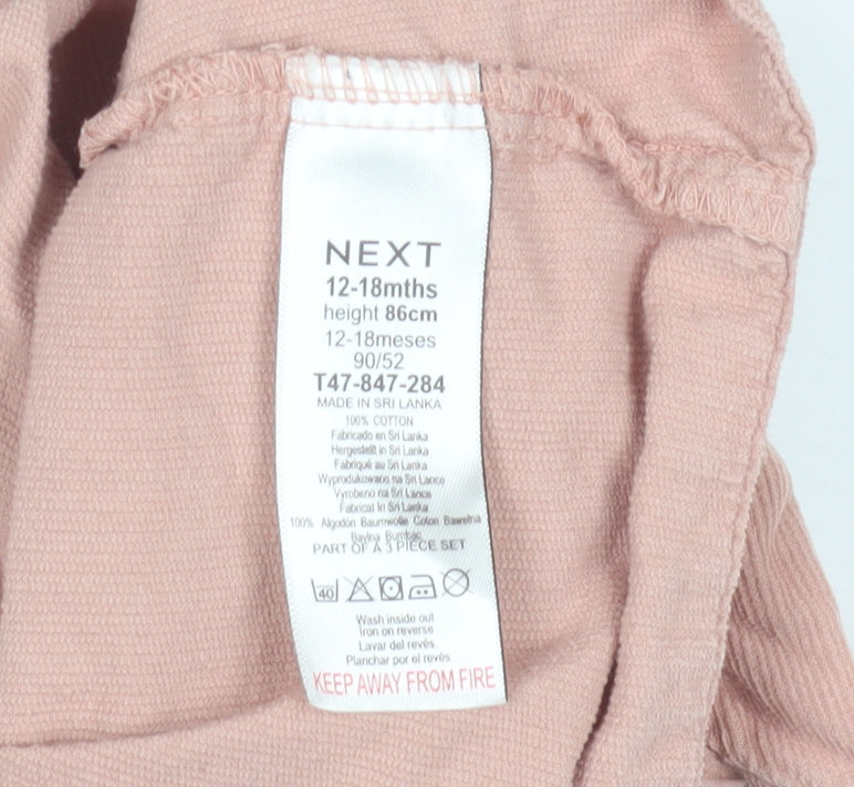 Next Girls Pink Pinafore Dress, 12-18 Months, Cotton