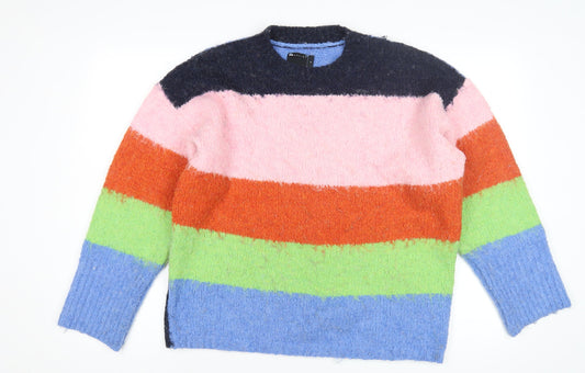 Additional front view of ASOS DESIGN Women's Multicoloured Striped Knit Jumper