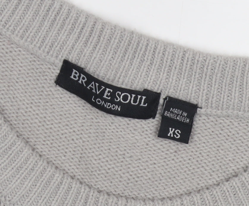 Womens UK Size XS Brave Soul Grey Pullover Jumper