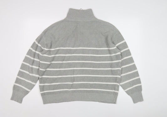 Womens UK Size M Sosandar Grey Full Zip Jumper