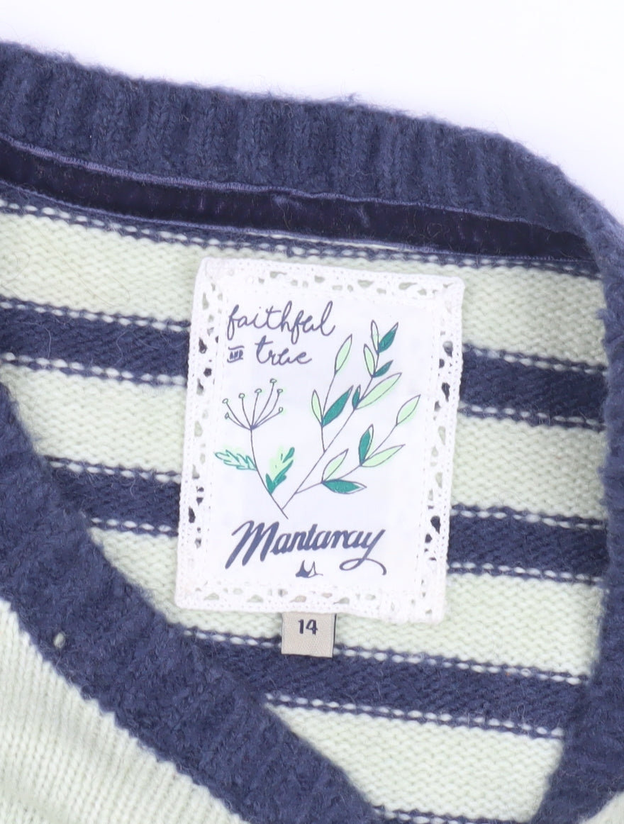 Womens UK Size 14 Mantaray Green Pullover Jumper