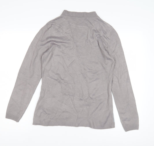 Damart Women's Grey Mock Neck Pullover Jumper S