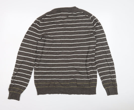 Fat Face Men's Brown Striped Pullover Jumper L