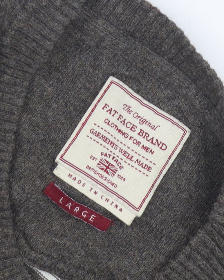 Fat Face Men's Brown Striped Pullover Jumper L