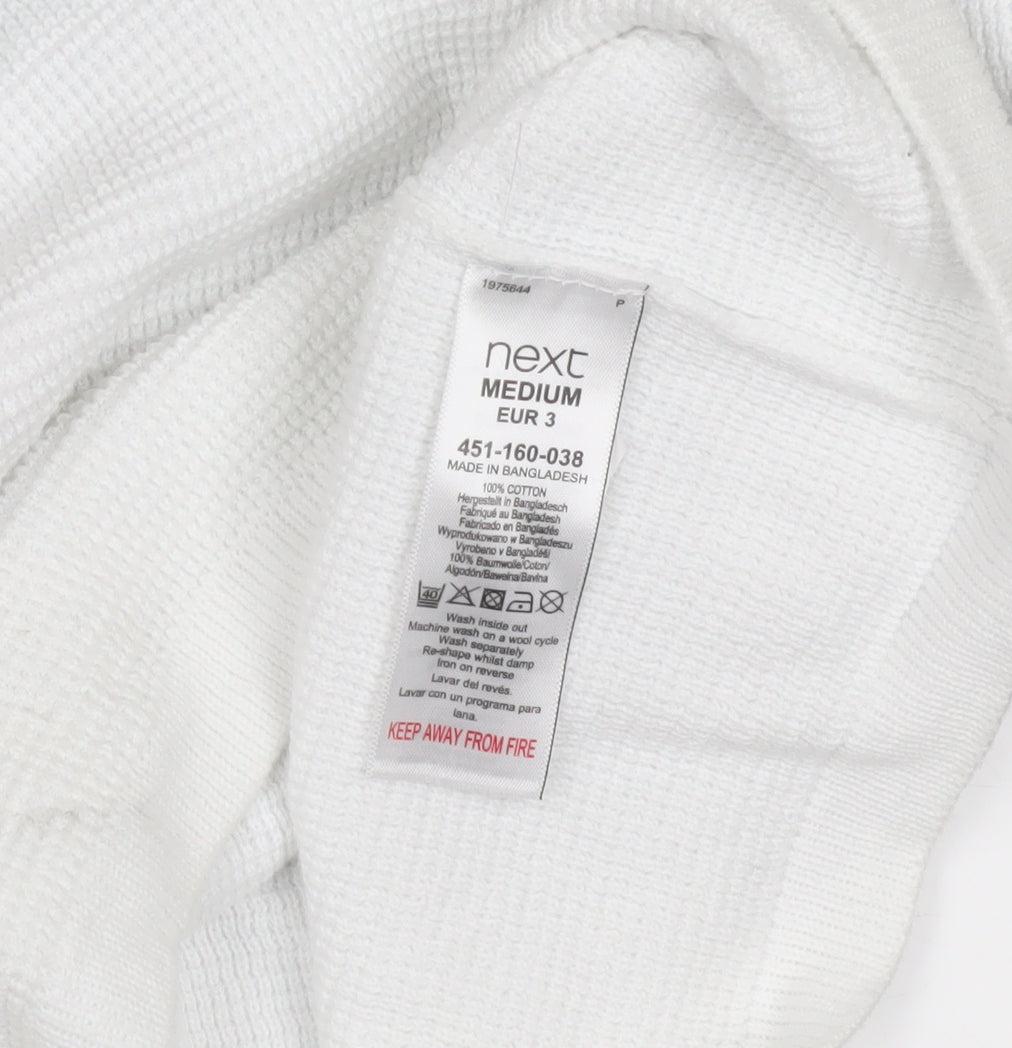 Next Men's M Blue White Waffle-Knit Pullover Jumper