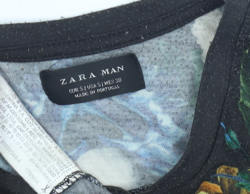 Unisex Adults UK Size 10 Zara Black Basic T-Shirt
