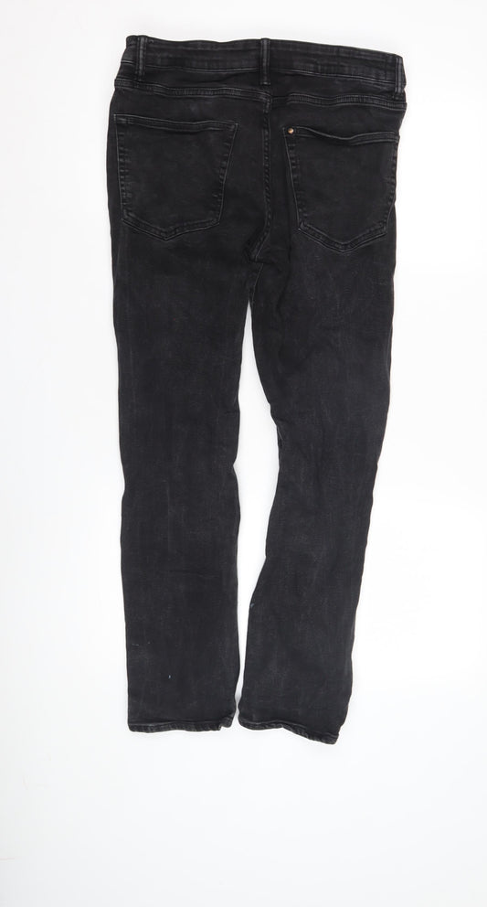Mens UK Size 32 H&M Regular Fit Straight Black Jeans