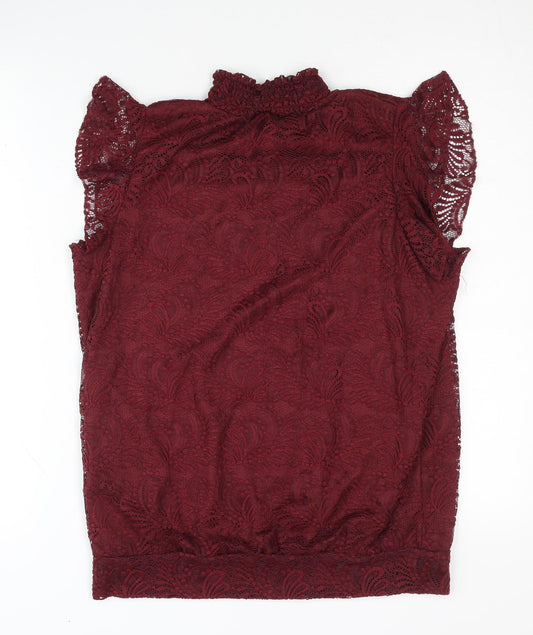 M&Co Women's Red Lace Top Size 12