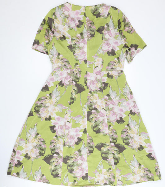 Eastex Women's Green Floral A-Line Dress, Size 10