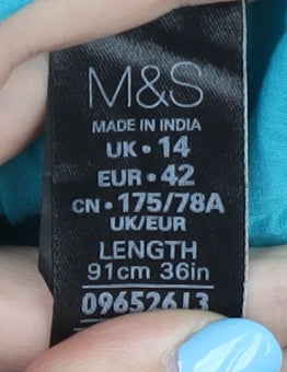 Marks and Spencer Women's Blue A-Line Long Skirt, Size 14