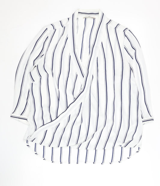 Womens UK Size 12 Marks and Spencer White Wrap Blouse