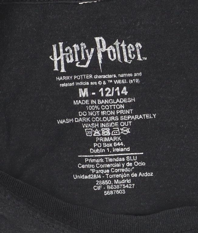Womens UK Size 12 Harry Potter Black Basic T-Shirt