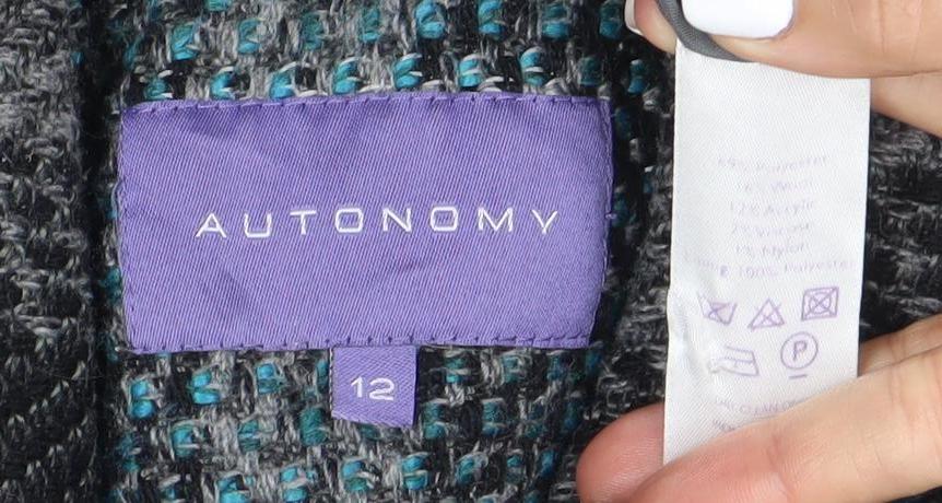 Autonomy Women's Multicoloured Plaid Mid-Length Coat Size 12