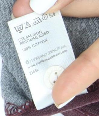 Marks and Spencer Men's Grey Polo Medium Long Sleeve