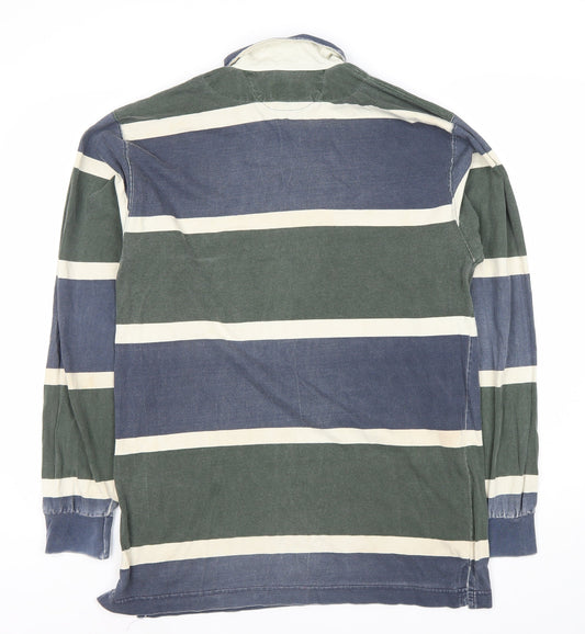 Mobaco Men's Multicoloured Striped Polo Shirt, Long Sleeve