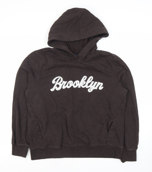 Additional front view of Marks & Spencer Black Hoodie XS unisex logo pullover
