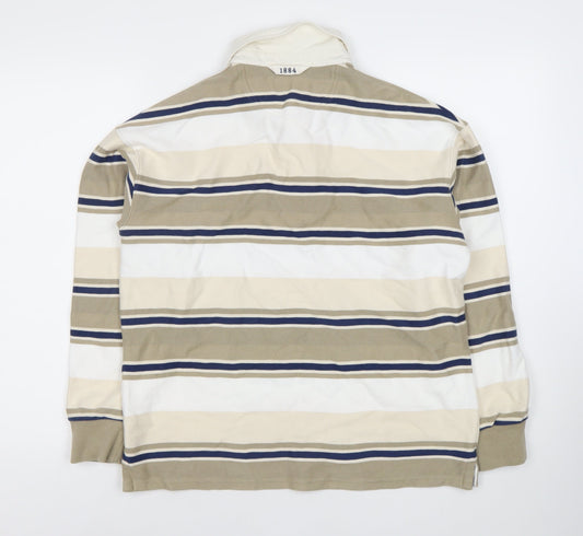 Marks and Spencer Men's Beige Striped Polo S