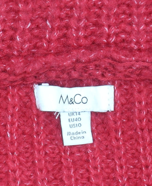 Womens UK Size 14 M&Co Red Pullover Jumper