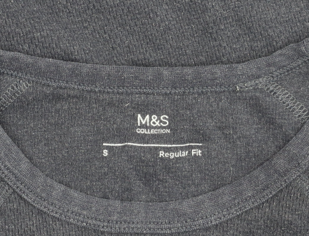 Marks and Spencer Men's Blue Long Sleeve T-Shirt, S