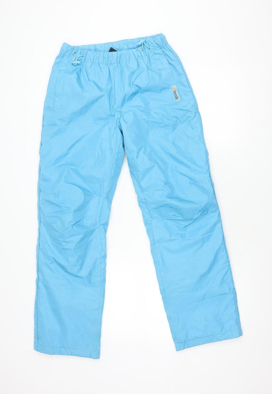 Additional front view of Innik unisex blue trousers s, elastic waist, drawstring