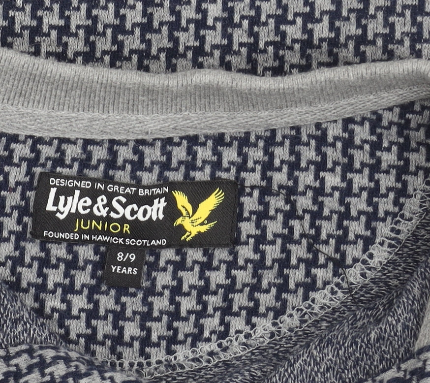 Lyle & Scott Boys Grey Houndstooth Polo Shirt 8-9 Years