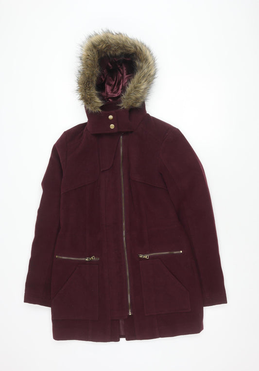 Womens UK Size 8 New Look Red Parka Coat