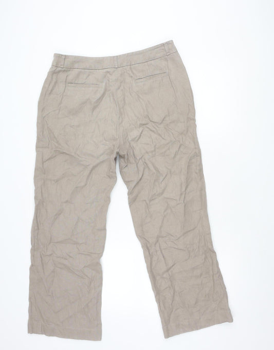 CC Women's Beige Linen Trousers Size 14 Casual