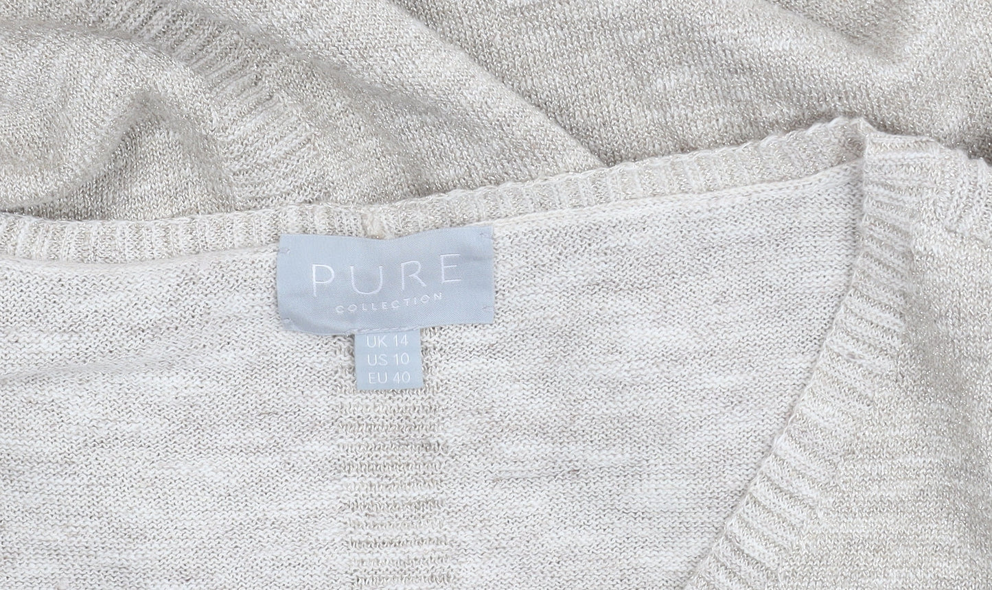 Womens UK Size 14 PURE Collection Beige Pullover Jumper