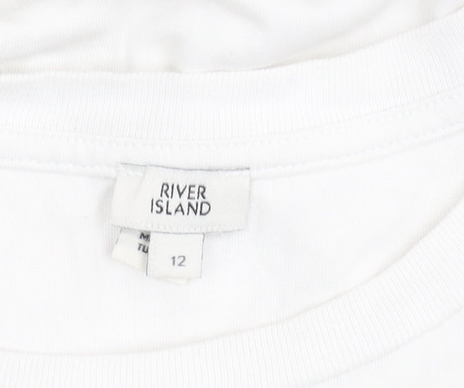 Womens UK Size 12 River Island White T-Shirt