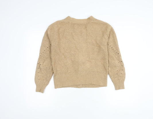 Womens UK Size XS Marks and Spencer Beige Cardigan Jumper