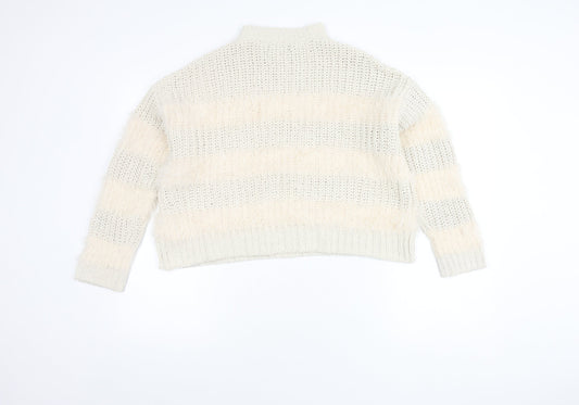 Womens UK Size 2 Bershka Ivory Pullover Jumper