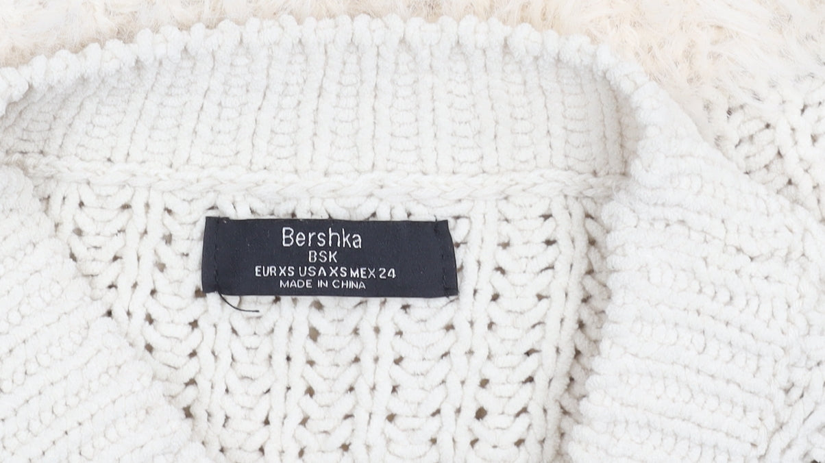 Womens UK Size 2 Bershka Ivory Pullover Jumper