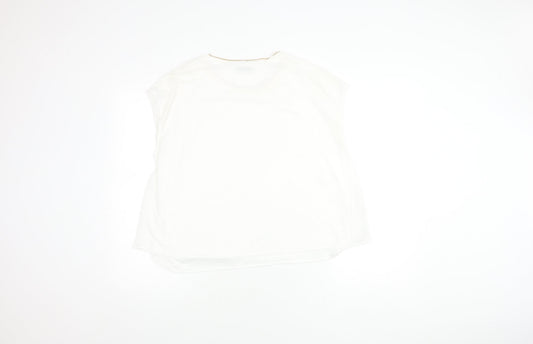 Womens UK Size L Mango Ivory Jersey Blouse
